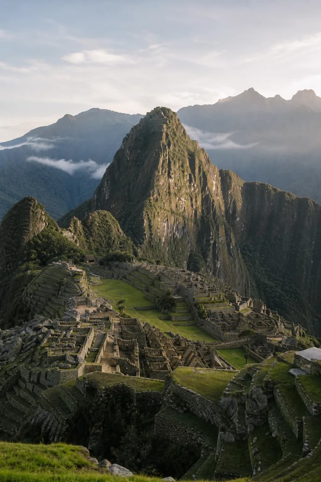 Machu Picchu and surrounding Andean peaks at dawn